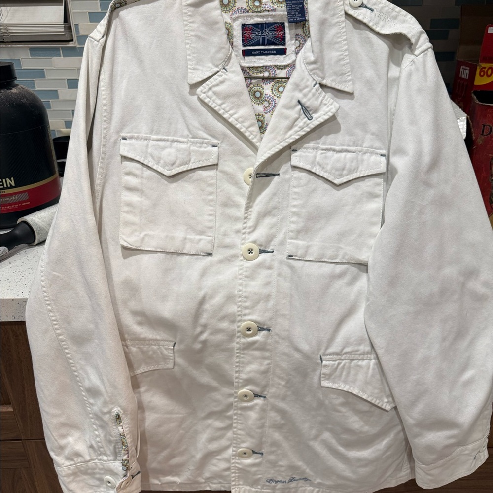English Laundry Men's  Hand Tailored White Jacket